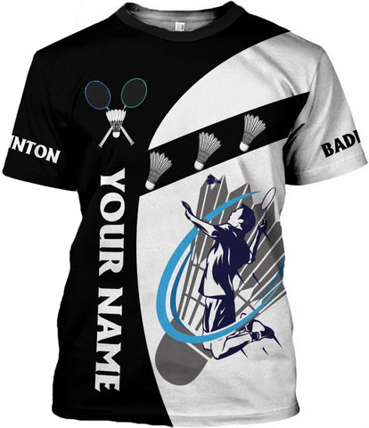 Personalized Badminton Shirt 3D Over Print, Badminton Players T-Shirt, Badminton Sport Uniform Shirt for Men S-5XL (BMT 9)