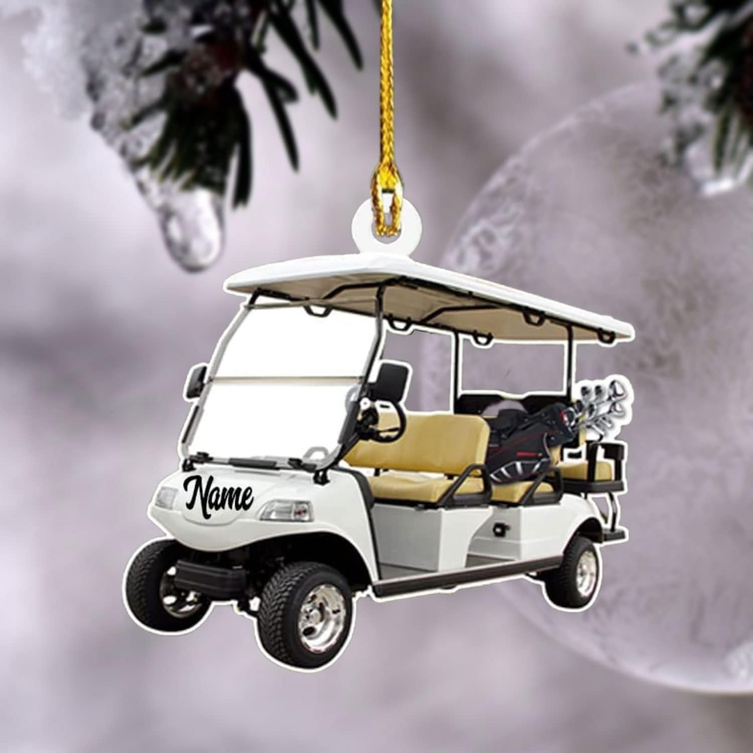 mostprints Personalized Golf Ornament Custom Golfer Ornaments Golf Christmas Ornaments Gifts for Golfer Golf Bag Golf Cart Golfcart Golf Ball Ornament Christmas Hanging Ornament (Style 5)