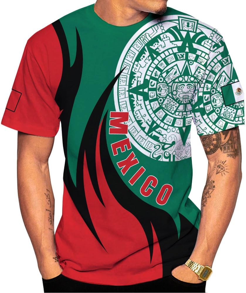 HomeDesign Custom Mexico Shirts Personalized Name Mexican 3D Flag Shirt for Men Women Aztec Unisex US Eagle Pride Camisas