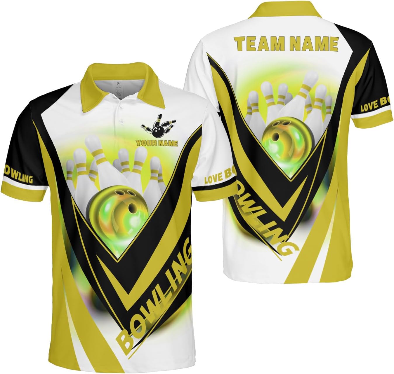 Ligthuy Personalized Name Bowling Polo Shirts 3D for Men and Women, Bowling Shirt, Bowling Shirts for Men Team Bowling Shirt