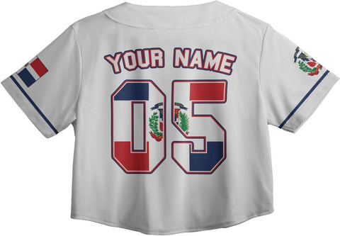 AOVL Custom Dominica Republic Crop Top Baseball Jersey Dominicana Republic Shirt for Team Dominican Flag Jersey for Men Women