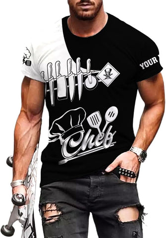 Custom Chef Shirt Chef Shirts for Men Gifts for Master Chef Lovers Custom Chef T Shirts for Men Funny 3D Chef Shirts for Men