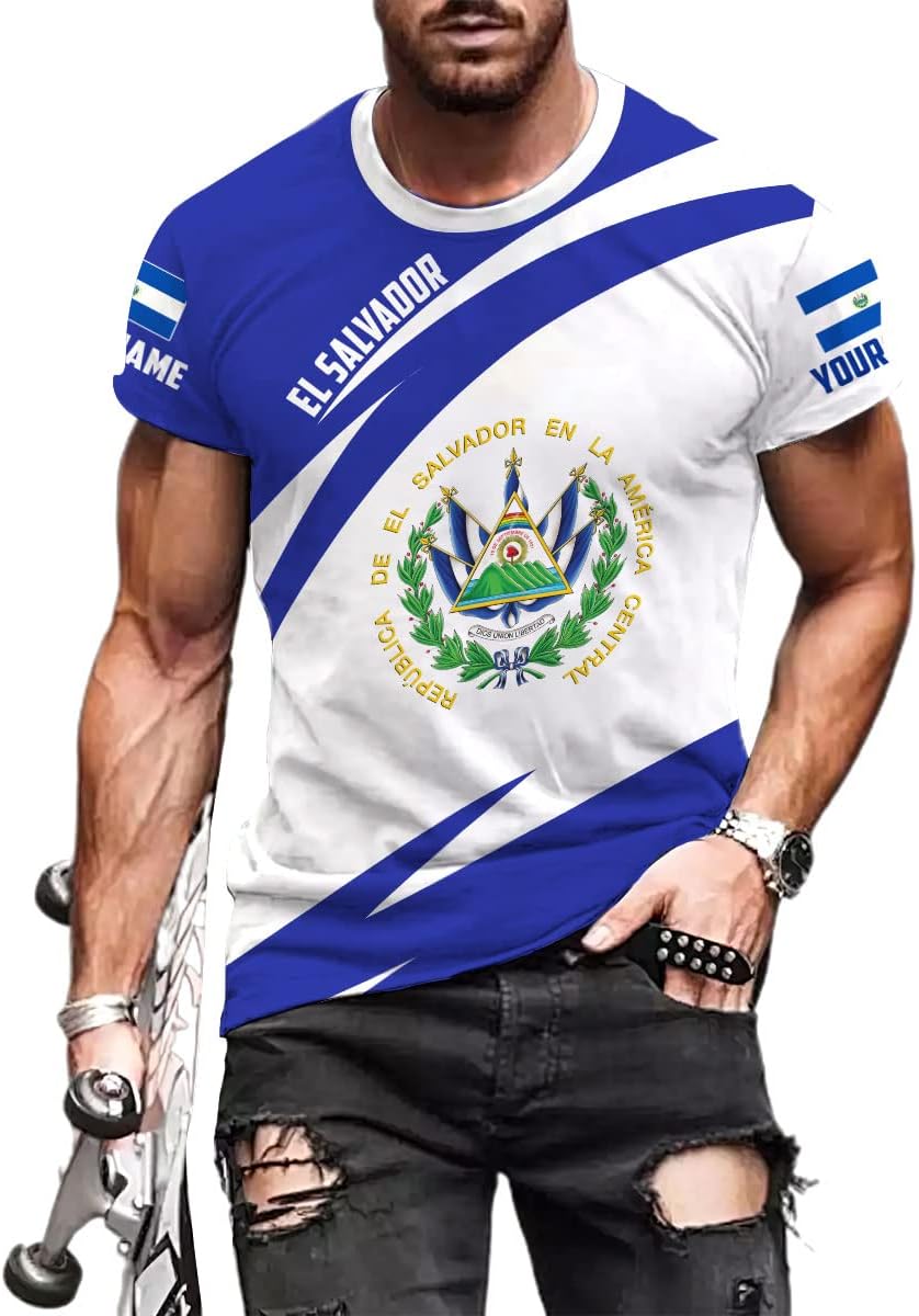 Personalized El Salvador Shirt Custom Camiseta de El Salvador Flag Shirt Men, Women Salvadorans Pride El Salvadoreña Tshirt