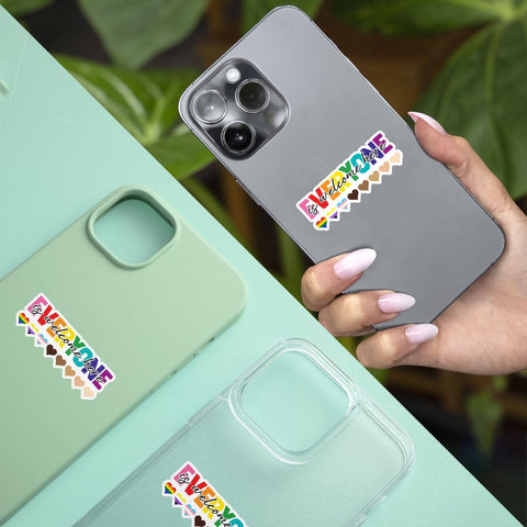 3Pcs Everyone is Welcome Here Sticker, Everyone is Welcome Here Pride Hearts Vinyl Sticker, LGBTQ Proud Stickers, Pride Love Rainbow Flag Sticker - Stickers For Laptop Water Bottle Phone Car Helmet 3"