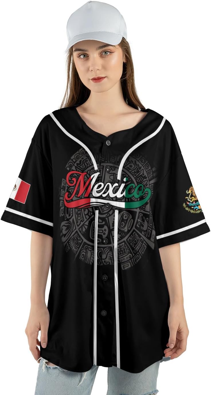 Mostefy Personalized Mexico Baseball Jerseys Mexican Eagle & Flag Shirt for Teams, Mexico Shirts for Men & Women Size S-5XL1