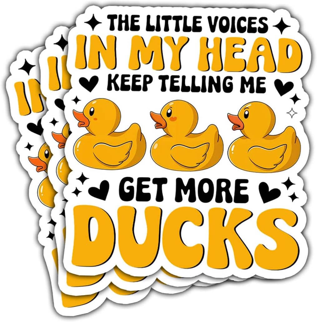 3 Pcs The Little Voices in My Head Keep Telling Me Get More Ducks Sticker Funny Cute Duck Stickers Little Voices Get More Ducks Decals Trucks for Laptop Bottle Phone Hard Hat Helmet Gifts 3"x3"