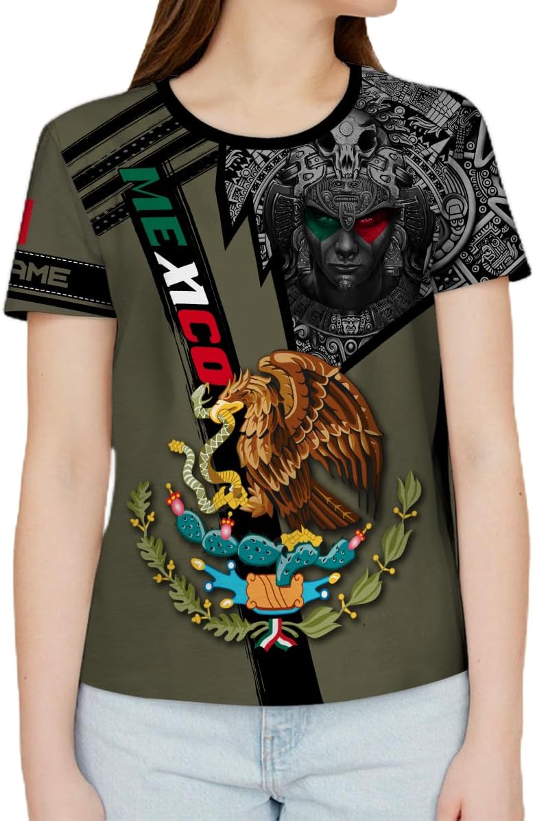 Mostprints Personalized Name Mexican Shirts for Men 3D, Customized Mexico Shirts for Men, Mexico Shirts for Women Mexico Shirt