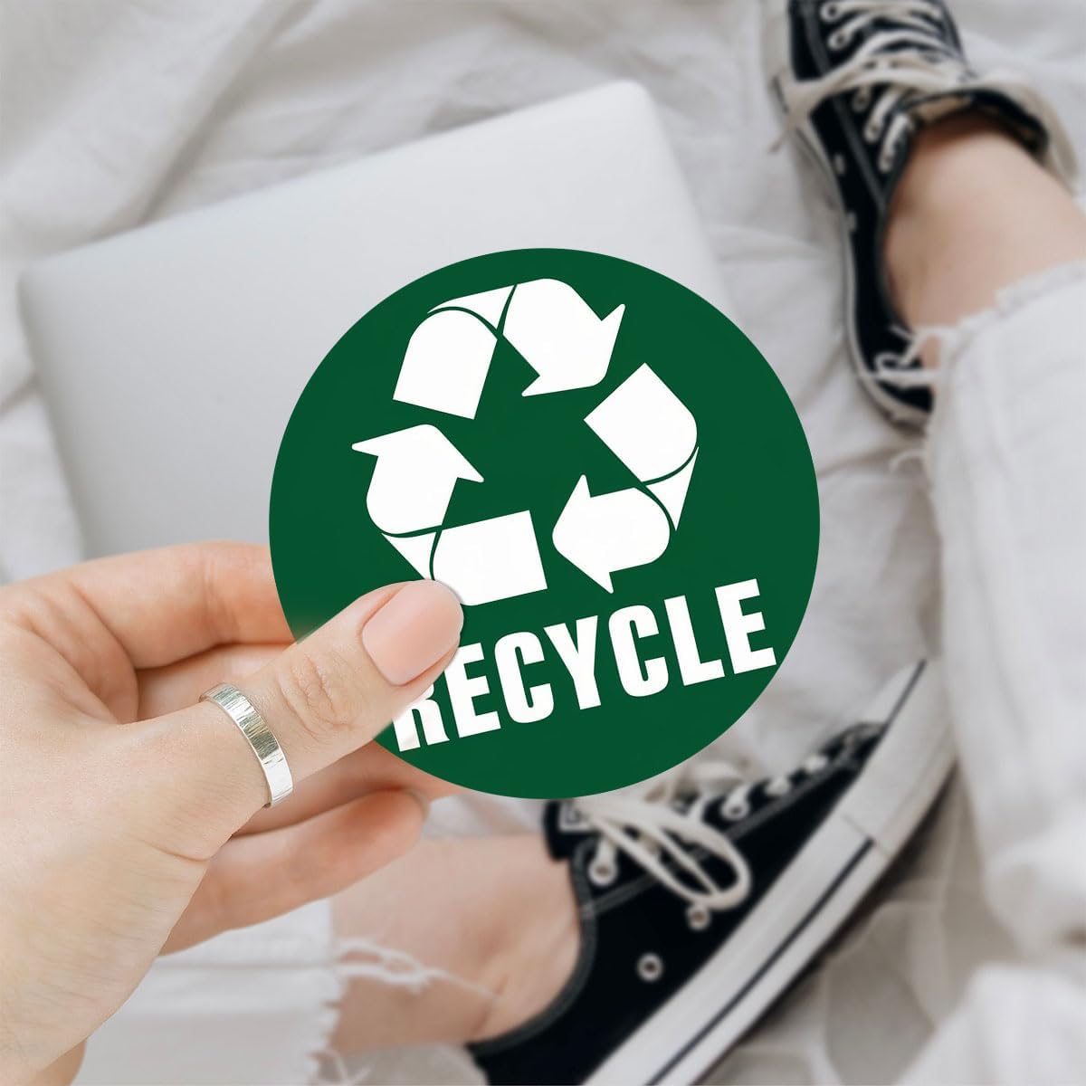 (3Pcs) Recycle and Trash Decal Sticker, Recycle Bin Sticker Large, Trash Sticker for Trash Can, Recycle Decals for Trash Can - Stickers for Trash Cans, Containers and Garbage Bins 3" (Recycle)