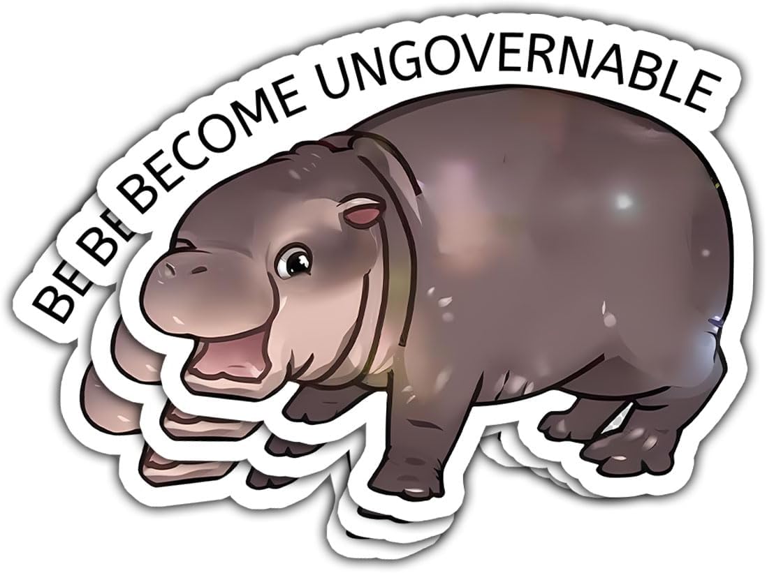 3 Pcs Become Ungovernable Moo Deng Sticker, Funny Goose Stickers, Gen Z Stickers, Offensive Stickers for Adults - Vinyl Stickers for Water Bottles Laptop Car Hart Hat Helmet 3 Inches
