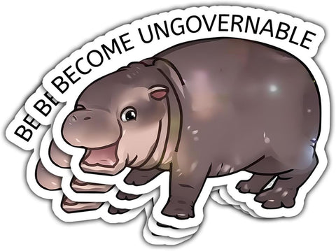 3 Pcs Become Ungovernable Moo Deng Sticker, Funny Goose Stickers, Gen Z Stickers, Offensive Stickers for Adults - Vinyl Stickers for Water Bottles Laptop Car Hart Hat Helmet 3 Inches
