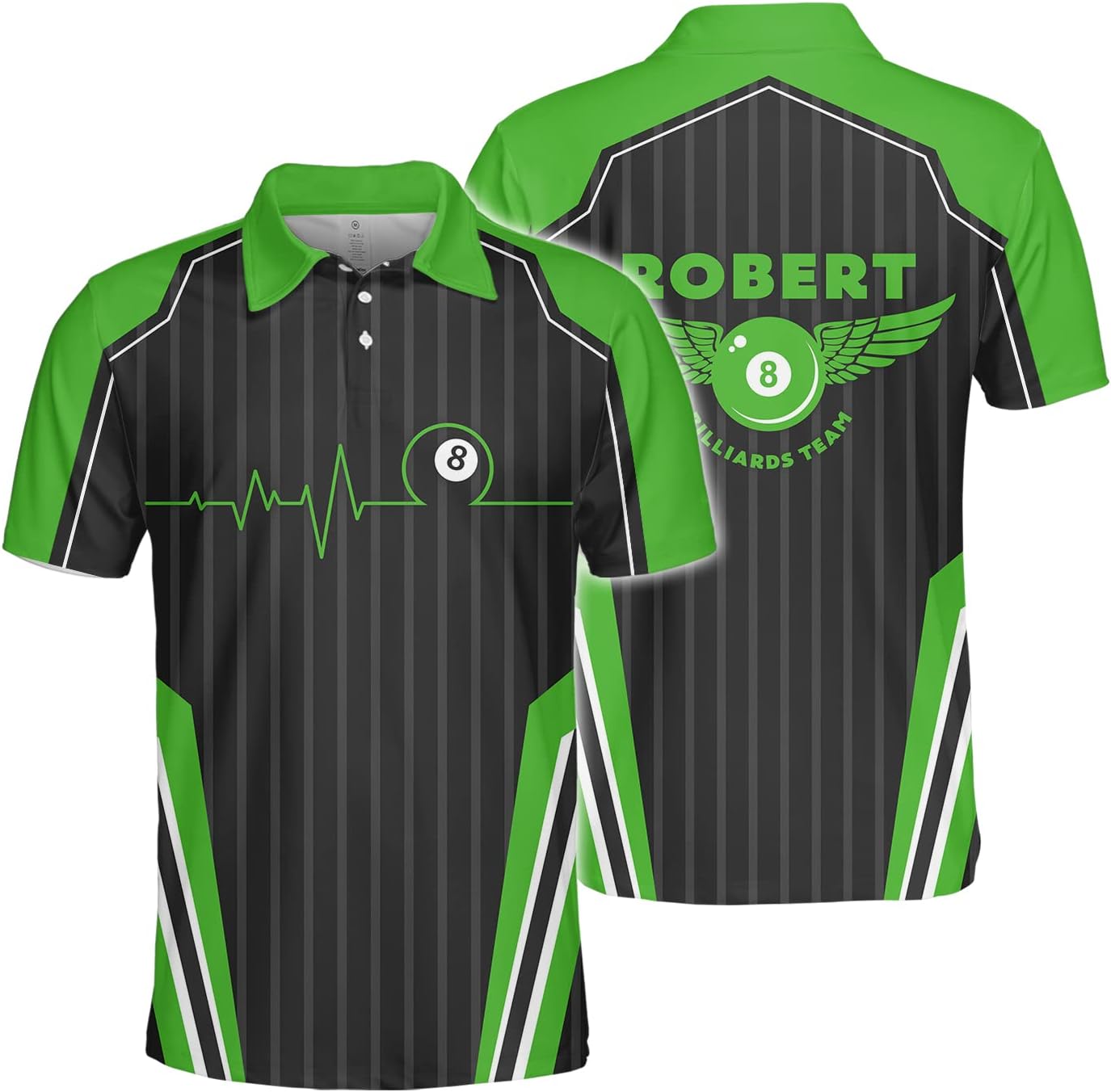 Personalized 8 Ball Polo Shirt, Billiard Shirt Custom Billiard Player 3D Print Shirts for Men Women Teams Pool (Polyester, PL29)