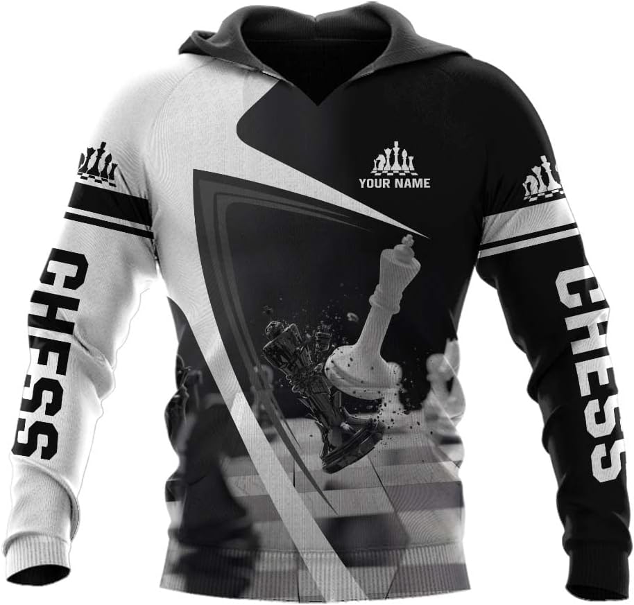 Leprints Personalized Chess 3D Shirt, Custom Name Chess 3D TShirt Hoodie Sweater for Men, Women, Chess Lover, USA Chess