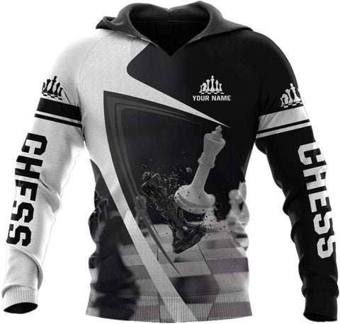 Leprints Personalized Chess 3D Shirt, Custom Name Chess 3D TShirt Hoodie Sweater for Men, Women, Chess Lover, USA Chess