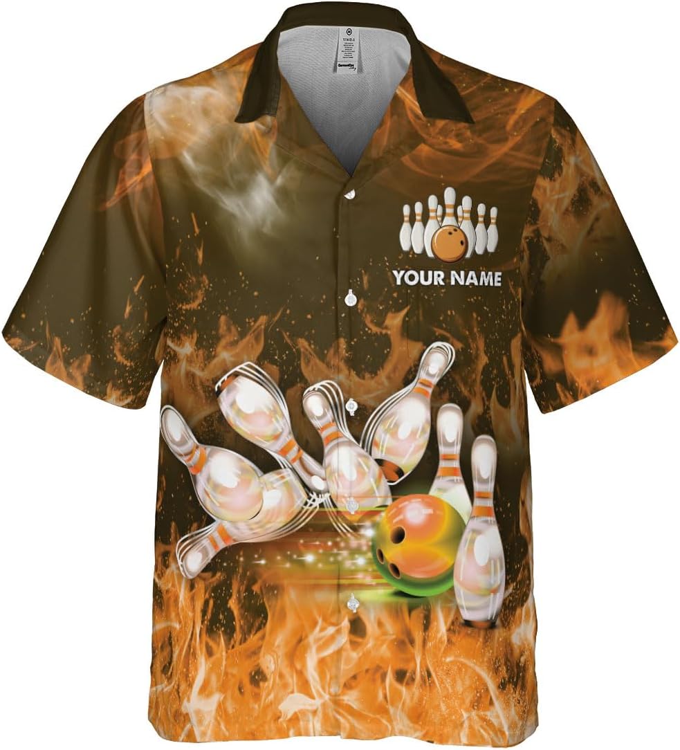 Pretyprints Custom Bowling Hawaiian Shirt 3D Men Women Personalized Button Down Short Sleeve Team Gifts Lover