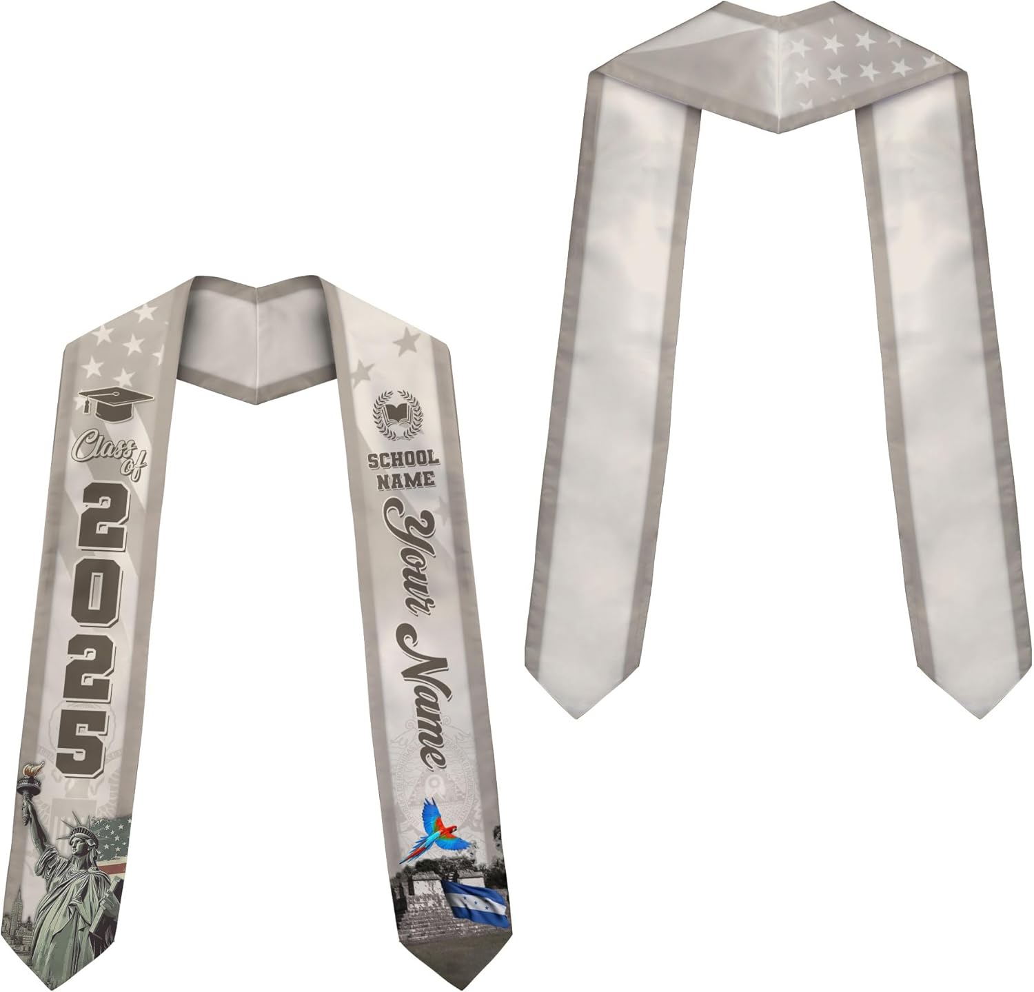 Pretyprints Honduran Graduation Sash, Custom Honduran American Flag Graduation Sash 2025, Honduras Graduation Stole