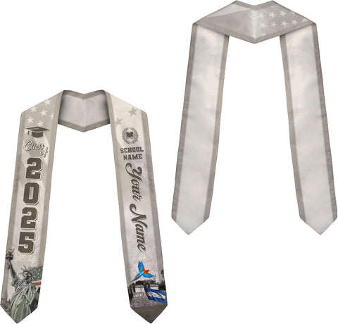 Pretyprints Honduran Graduation Sash, Custom Honduran American Flag Graduation Sash 2025, Honduras Graduation Stole