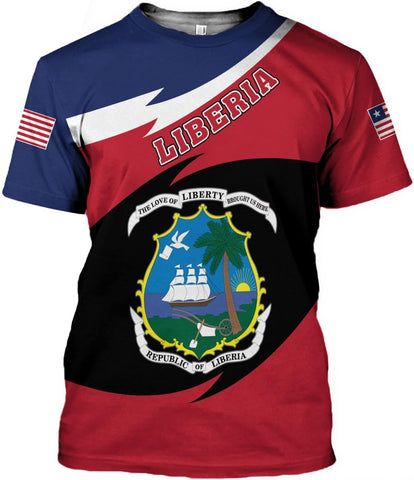 MoonArt Personalized Liberia Shirts Liberian Coat of Arms Flag Liberia 3D Shirts Liberia Liberian Pride Gift