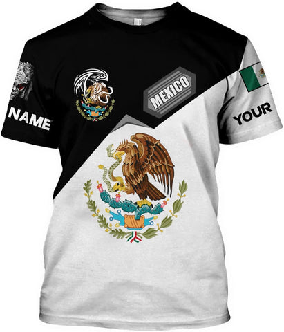 Mostprints Personalized Name Mexican Shirts 3D Customized Mexico Shirt US Flag, Mexican Shirts for women Unisex