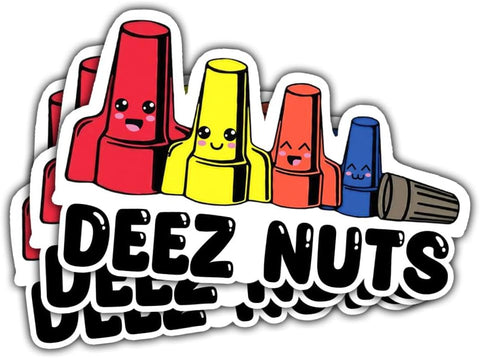 3 Pcs Deez Nuts Sticker, Deez Nuts Decal, Deez Nuts Gifts Deez Nutz Journeyman Hardhat Lineman Mechanic Tool Box Welding Construction Man Stickers for Laptop Phone Watter Bottle Car Helmet 5"x5"
