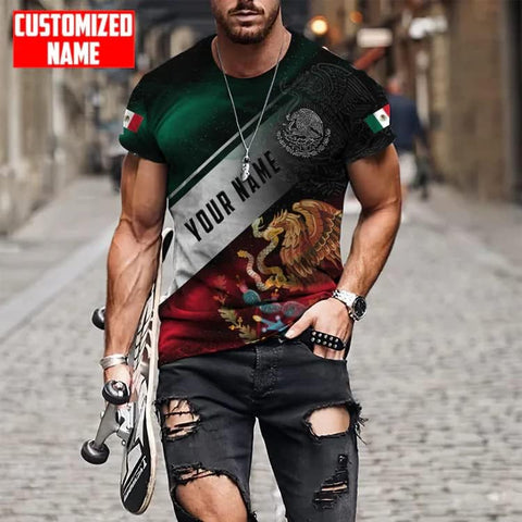 RoyalBro Personalized Mexico Shirt, Camisas de Mexico Customized Mexican Shirts Mexican Flag Mexico 3D Shirt for Men Women