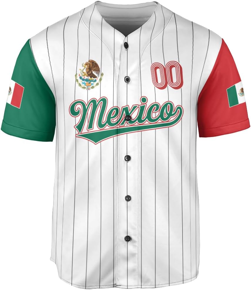 RoyalBro Personalized Mexico Baseball Jersey, Mexican Jersey for Men & Women, Mexican Flag Jersey, Mexico Shirt Camisa