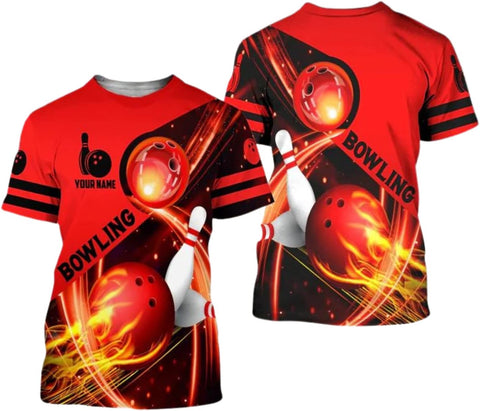 Personalized Name Bowling Shirts for Women 3D, Bowling Shirts with Name, Custom Bowling Shirts Gift for Bowling Lover