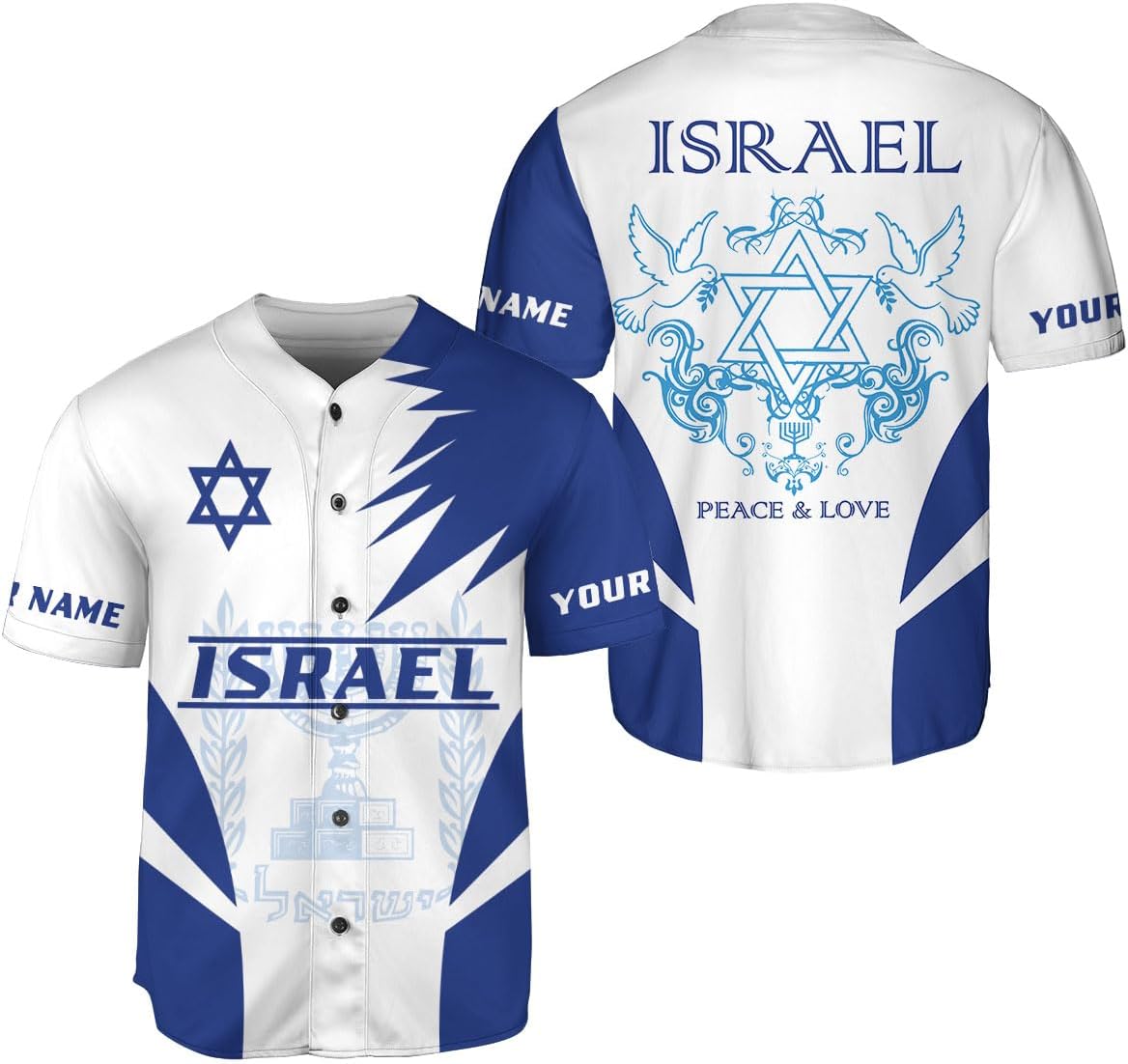 MAPrints Personalized Name Israel Baseball Jersey Shirt, Israel Flag Pride Jersey, Israel Short Sleeve Shirts Summer S-5XL
