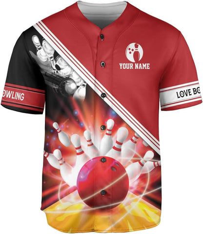 mostprints Personalized Bowling Baseball Jersey Custom Bowling Shirts Bowling Gift Bowling Jersey Bowling Shirt Men Womens