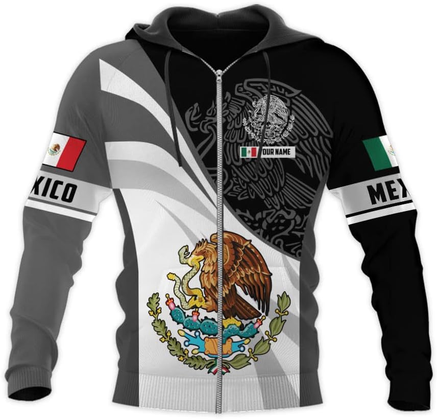 Personalized Name Mexican Hoodie 3D, Customized Mexican Hoodies for Men, Unisex Mexico Hoodie, Mexico Hoodies for Men