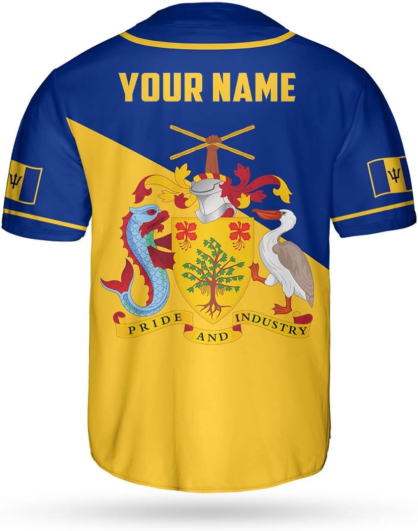 Podagree Personalized Barbados Baseball Jersey Shirt, Bajan Flag Jersey, Barbados Jersey for Men and Women Jersey Bajan