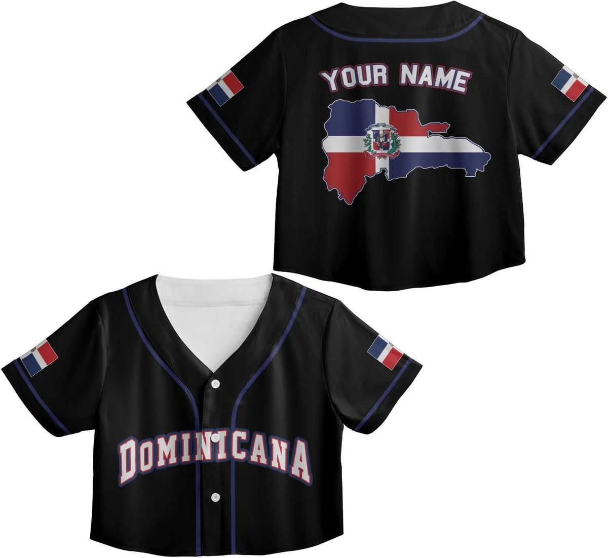 AOVL Custom Dominica Republic Crop Top Baseball Jersey Dominicana Republic Shirt for Team Dominican Flag Jersey for Men Women