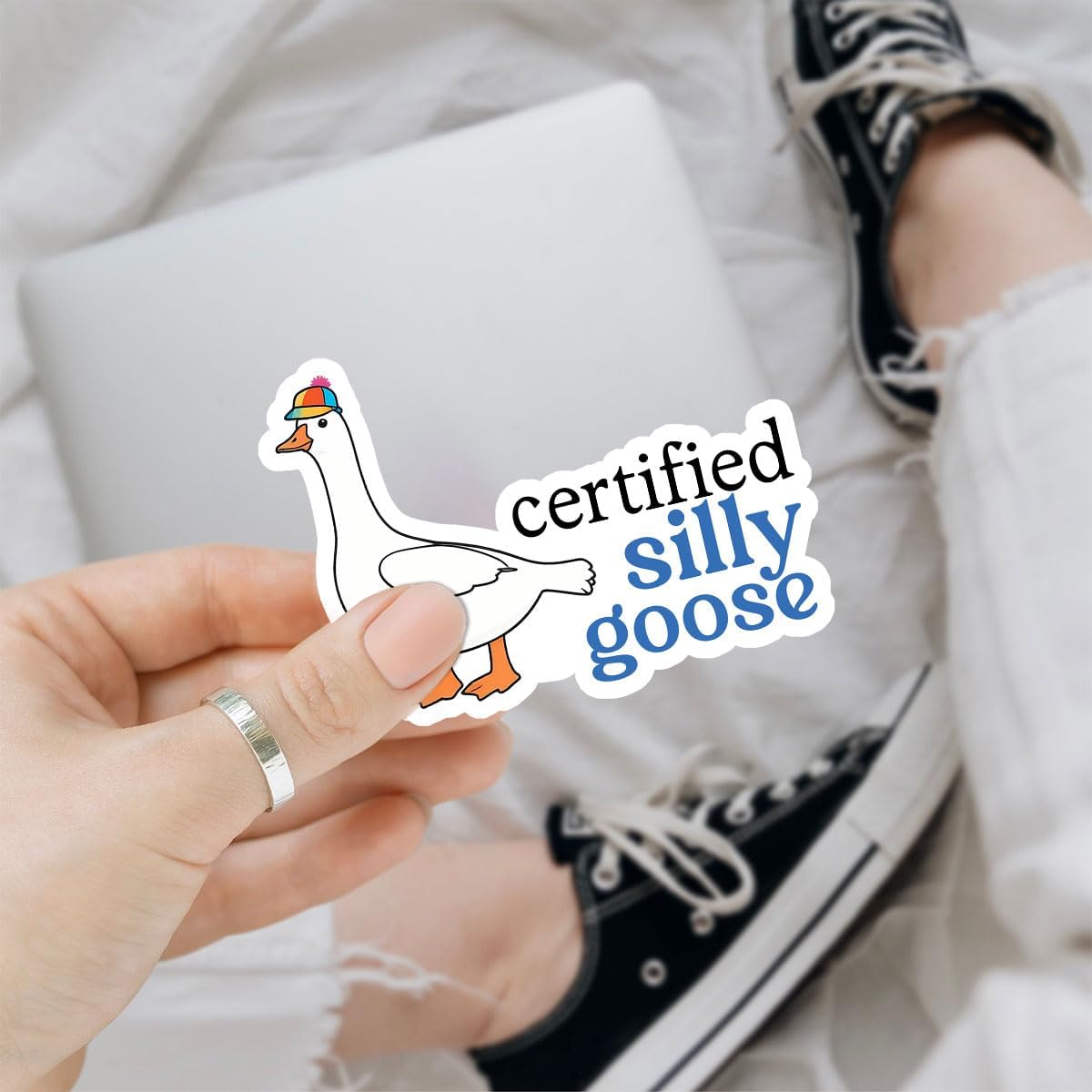 (3pcs) Certified Silly Goose Sticker, Silly Goose Sticker, Funny Goose Stickers Die-Cut Waterproof for Laptop Water Bottle Phone Window Helmet Decal Gift