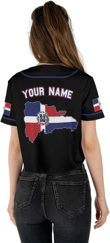 AOVL Custom Dominica Republic Crop Top Baseball Jersey Dominicana Republic Shirt for Team Dominican Flag Jersey for Men Women