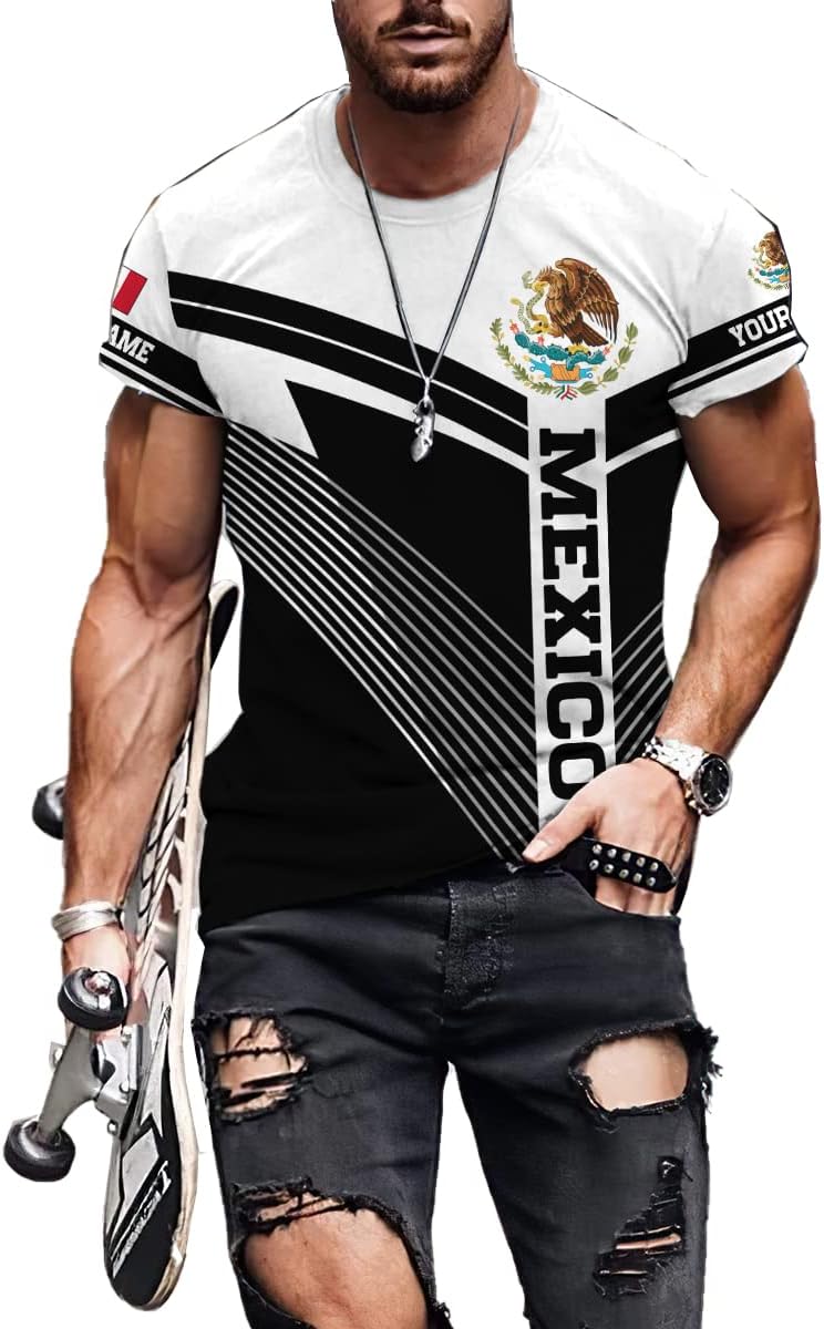 Mostprints Personalized Name Mexican Shirts for Men, Customized Mexico Shirts for Men, Mexico Shirts for Women Mexico Shirt