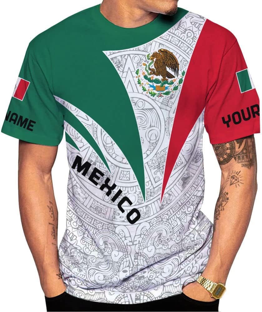 Mostprints Personalized Name Mexican Shirts for Men 3D, Customized Mexico Shirts for Men, Mexico Shirts for Women Mexico Shirt