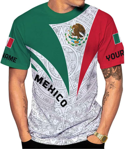 Mostprints Personalized Name Mexican Shirts for Men 3D, Customized Mexico Shirts for Men, Mexico Shirts for Women Mexico Shirt
