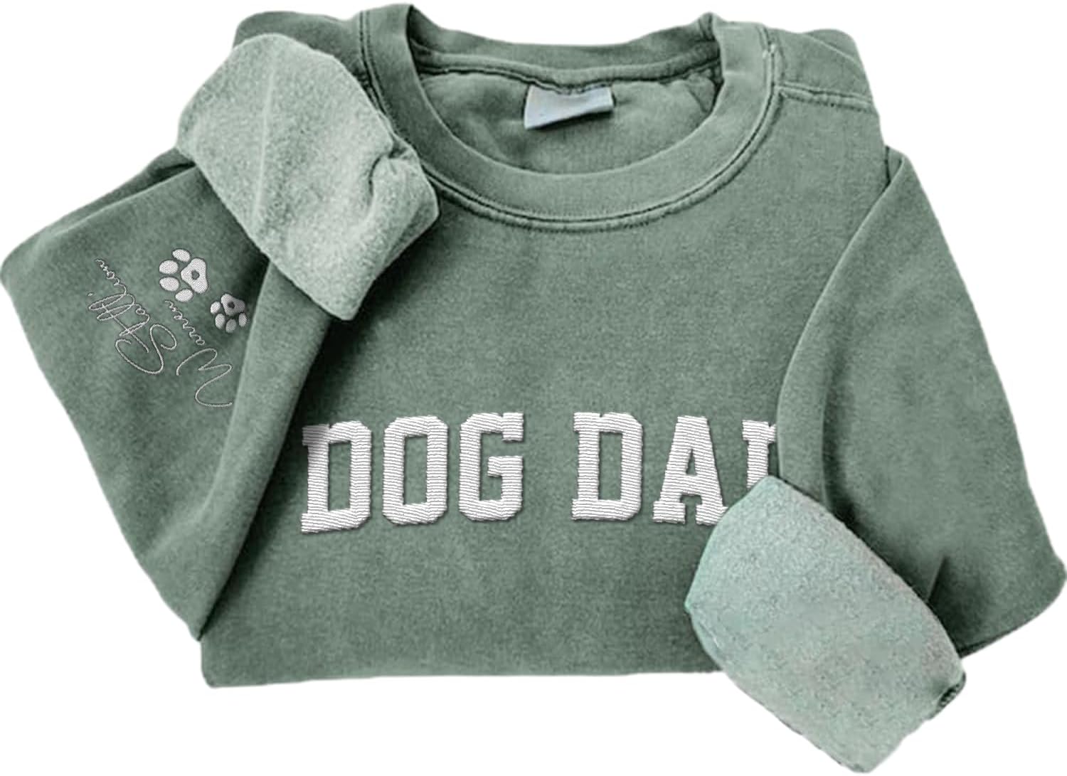 Personalized Embroidered Dog Dad Crewneck Sweatshirt, Custom Dog Dad Sweatshirt, Proud Dog Dad Shirts Gift for Men (Cotton + Polyester, SS1)