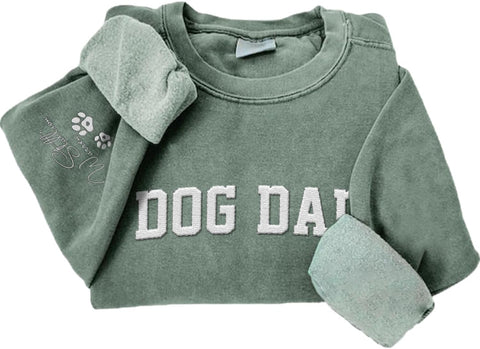 Personalized Embroidered Dog Dad Crewneck Sweatshirt, Custom Dog Dad Sweatshirt, Proud Dog Dad Shirts Gift for Men (Cotton + Polyester, SS1)