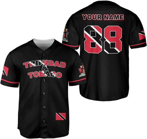 Podagree Personalized Trinidad & Tobago Baseball Jersey, Trinidad and Tobago Proud Flag Shirt Coat of Arms Gift Men Women
