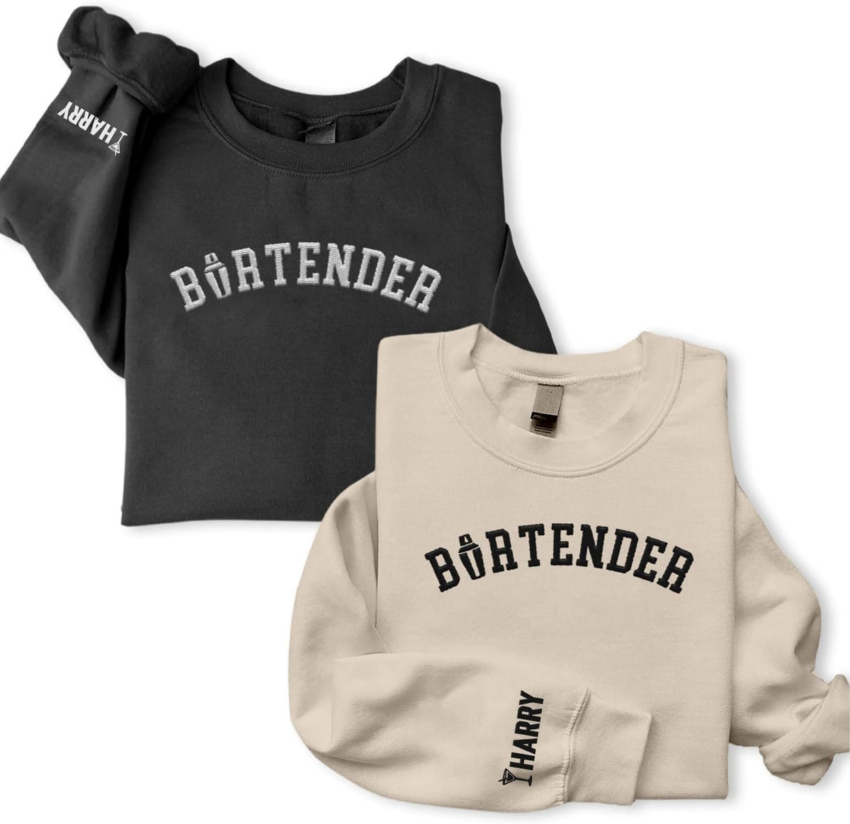 MAPrints Personalized Bartender Embroidered Sweatshirt, Funny Bartending Gift For Bartender Barista Shirt Cocktail Sweatshirt