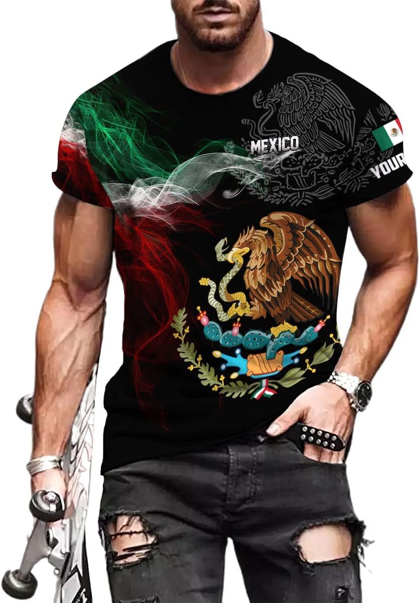 Personalized Name Mexican Shirts for Men, Customized Mexico Shirts for Men, Mexico Shirts for Women Mexico Shirt Eagle Flag