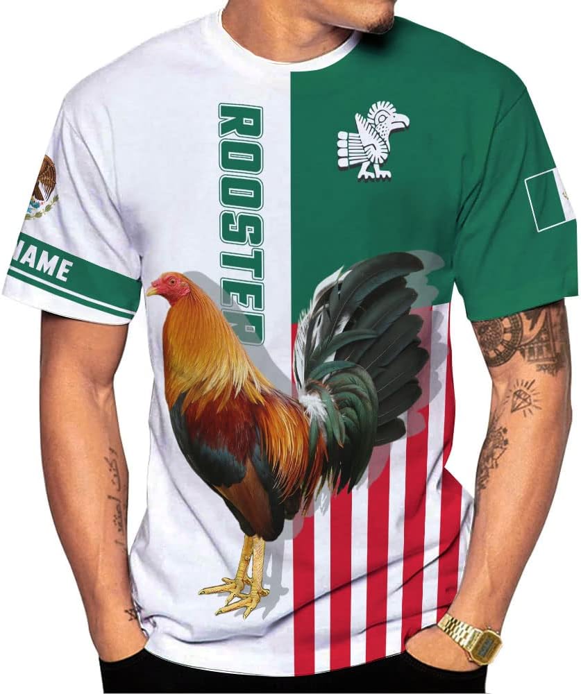 Mostefy Personalized Name Mexican Shirts for Men, Rooster Mexico Shirts for Men, Mexico Shirt Eagle Flag Mexican Eagle 1