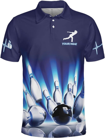Ligthuy Personalized Name Bowling Polo Shirts 3D for Men and Women, Bowling Shirt, Bowling Shirts for Men Team Bowling Shirt