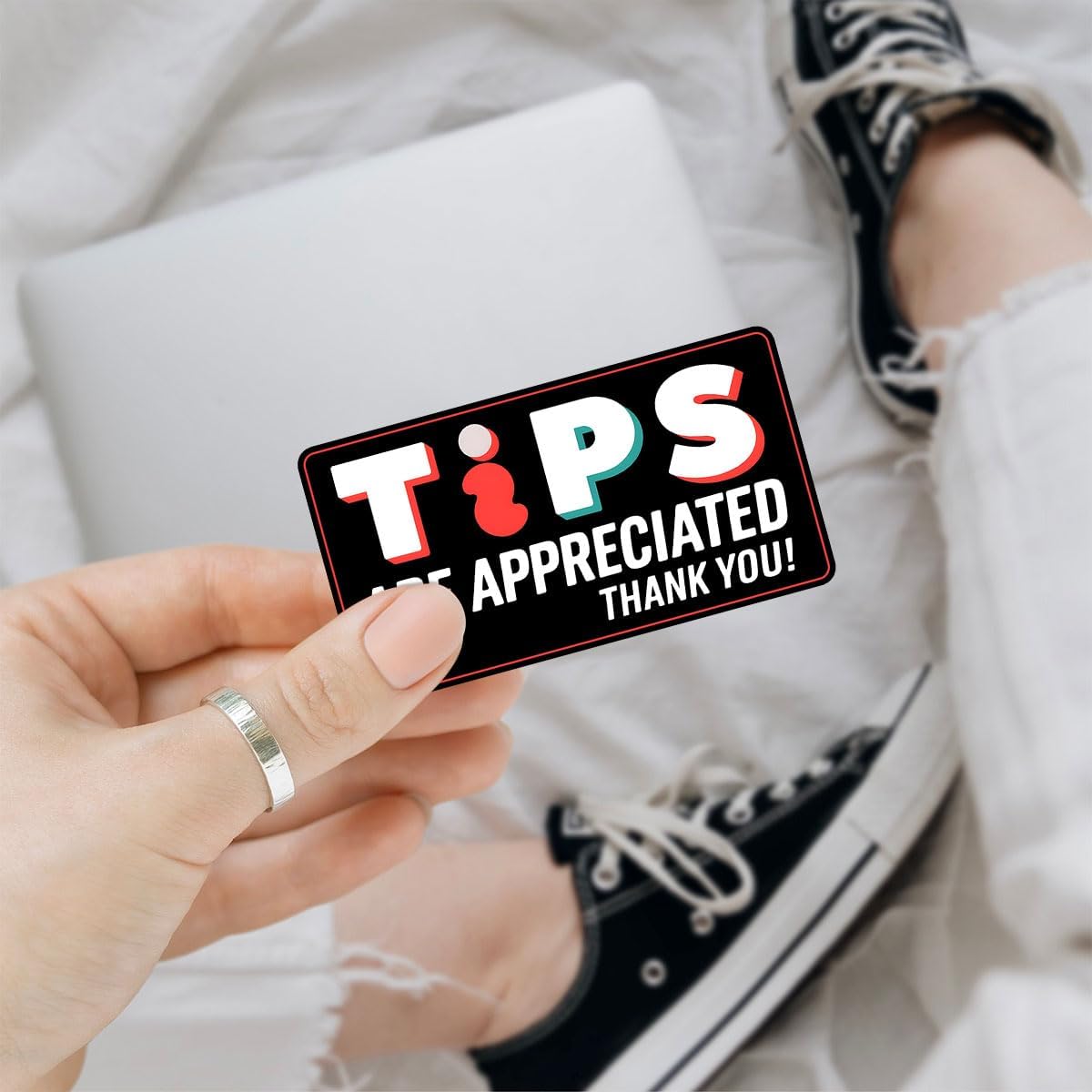 (3pcs) Tips are Appreciated Sticker, Tips are Appreciated Sign, No Tax On Tips Sticker - Vinyl Stickers Waterproof for Water Bottles Laptop Phone Car Window Helmet 3 Inches