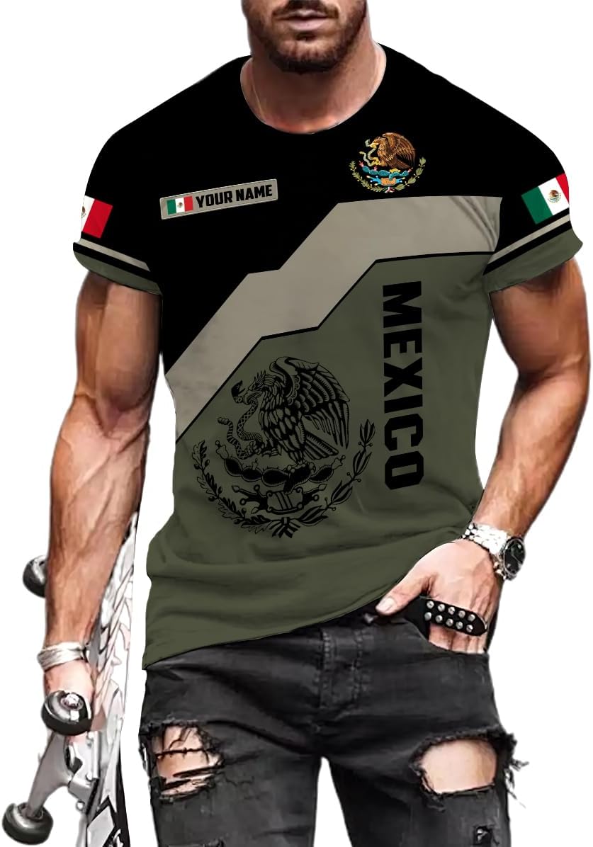 Mostprints Personalized Name Mexican Shirts for Men 3D, Customized Mexico Shirts for Men, Mexico Shirts for Women Mexico Shirt