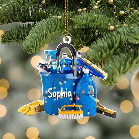 Intenprints Personalized Housekeeping Christmas Ornament, Housekeeping Keepsake, Janitor Cleaning Lady Ornament,Cleaning Service Christmas Ornament, Housekeeper Ornament (Style 13)