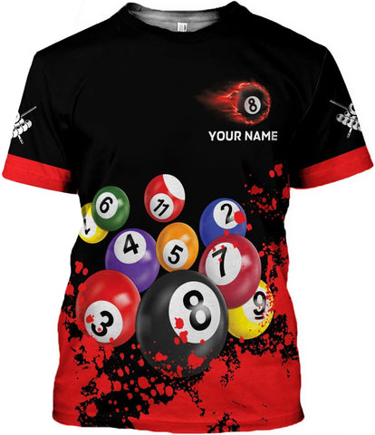 Pretyprints Personalized 3D Billiard Shirt Custom Name Men Women Team Apparel Pool 8 Ball Flag Tshirt Billiards Shirts Gift