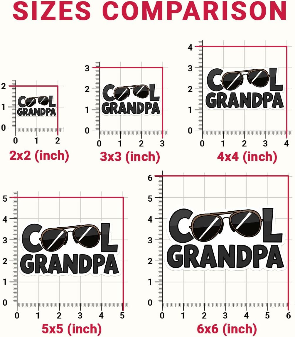 (3Pcs) Cool Grandpa Sunglasses Vinyl Decal Sticker, Cool Papa Bumper Sticker, Grandpa Papa Waterproof Vinyl Sticker, Father's Day Sticker for Dad - Sticker for Laptop Water Bottle Phone Hard Hat 3"