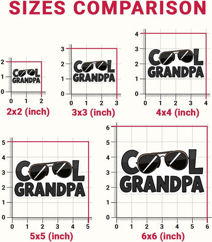 (3Pcs) Cool Grandpa Sunglasses Vinyl Decal Sticker, Cool Papa Bumper Sticker, Grandpa Papa Waterproof Vinyl Sticker, Father's Day Sticker for Dad - Sticker for Laptop Water Bottle Phone Hard Hat 3"