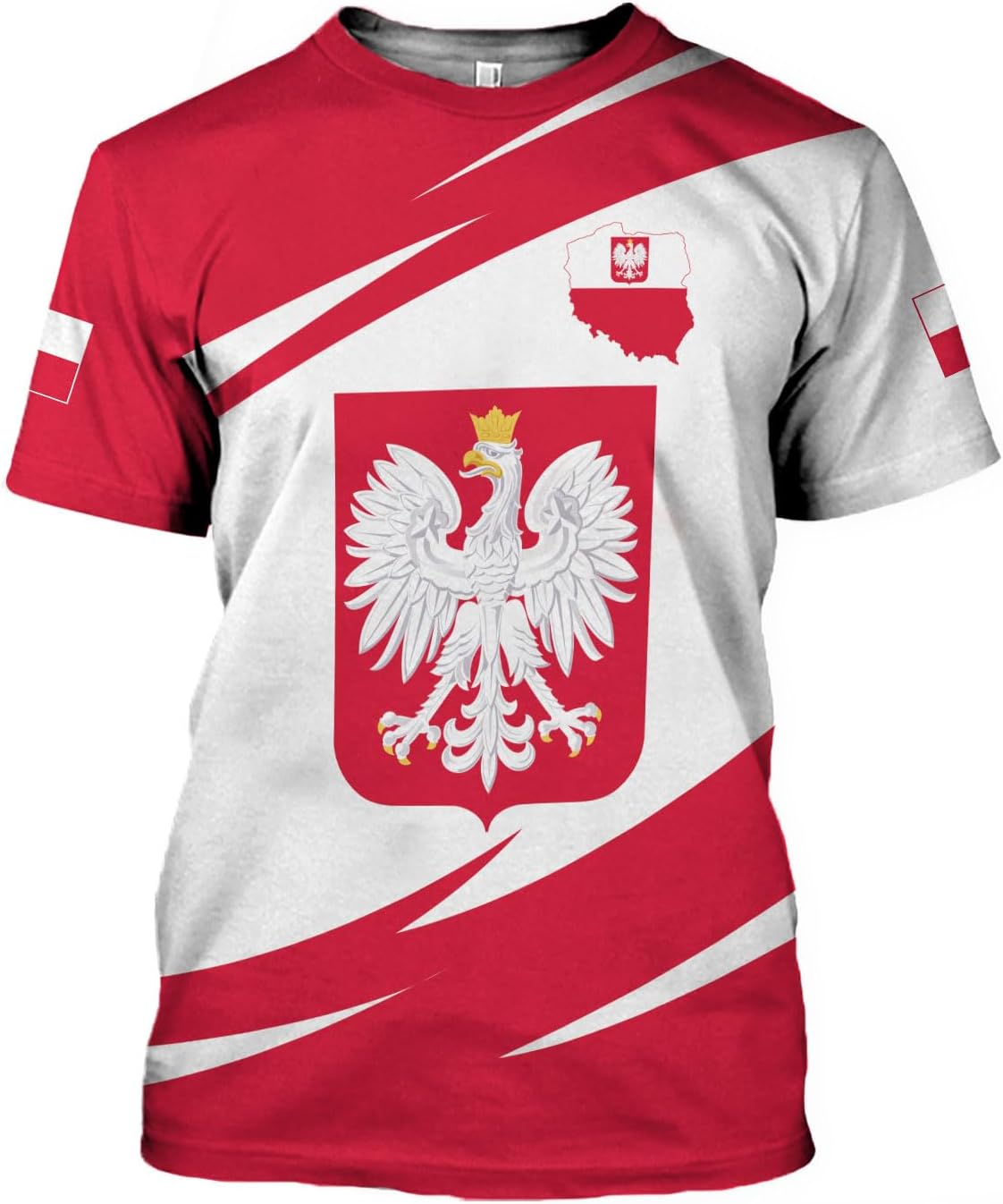 MoonArt Personalized Name Poland Shirt 3D, Poland Pride Shirts, Retro-Feel Polish Eagle Polska Unisex T-Shirt Polish Eagle